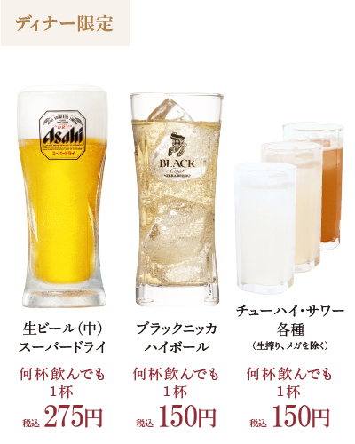 ビール半額アルコール150円